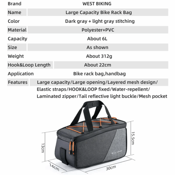 B3#6L Large Capacity Ebike Bag - Image 5